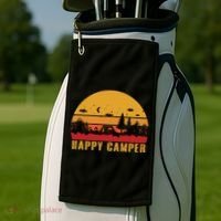 Happy Camper Retro Sunset Camping Golf Towel thumb 2