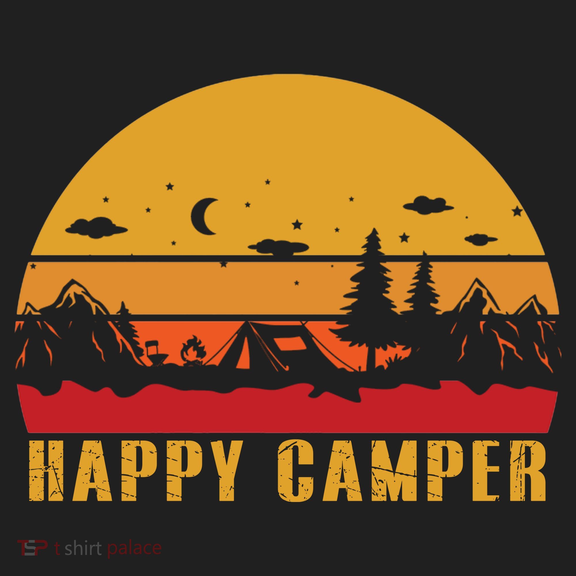 Happy Camper Retro Sunset Camping Golf Towel