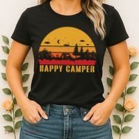 Happy Camper Retro Sunset Camping Women's T-Shirt thumb 2