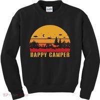 Happy Camper Retro Sunset Camping Kids Sweatshirt thumb 0