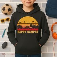 Happy Camper Retro Sunset Camping Kids Hoodie thumb 2