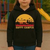 Happy Camper Retro Sunset Camping Kids Hoodie thumb 3