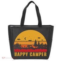 Happy Camper Retro Sunset Camping Tote Bag thumb 0