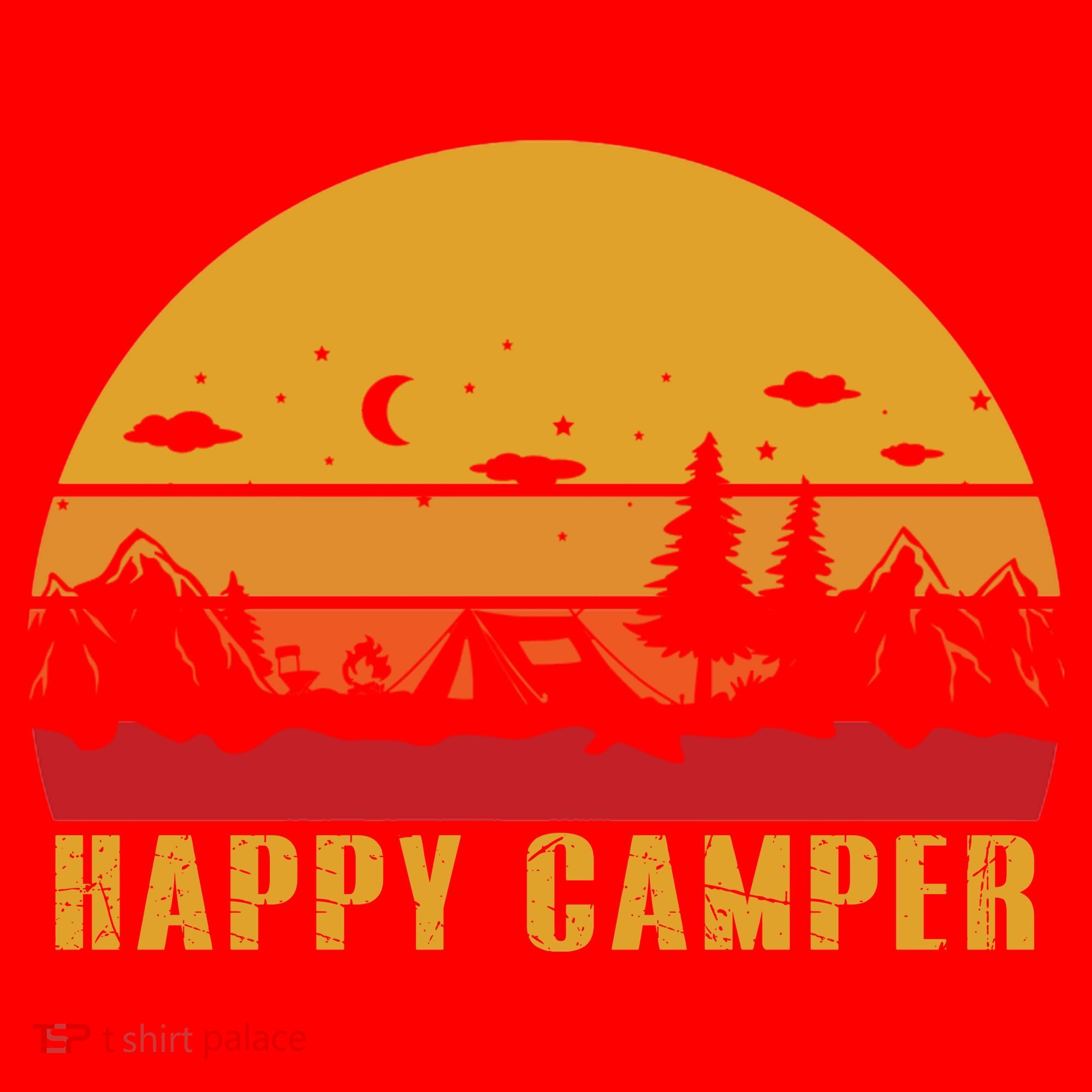 Happy Camper Retro Sunset Camping Santa Hat