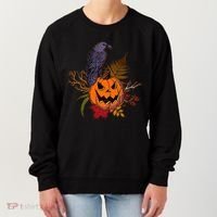 Halloween Crow Raven Pumpkin Fall Autumn Lover Women's Sweatshirt thumb 0