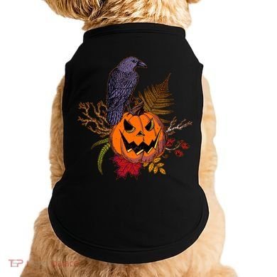 Halloween Crow Raven Pumpkin Fall Autumn Lover Doggie Tank