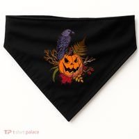 Halloween Crow Raven Pumpkin Fall Autumn Lover USA-Made Doggie Bandana thumb 0
