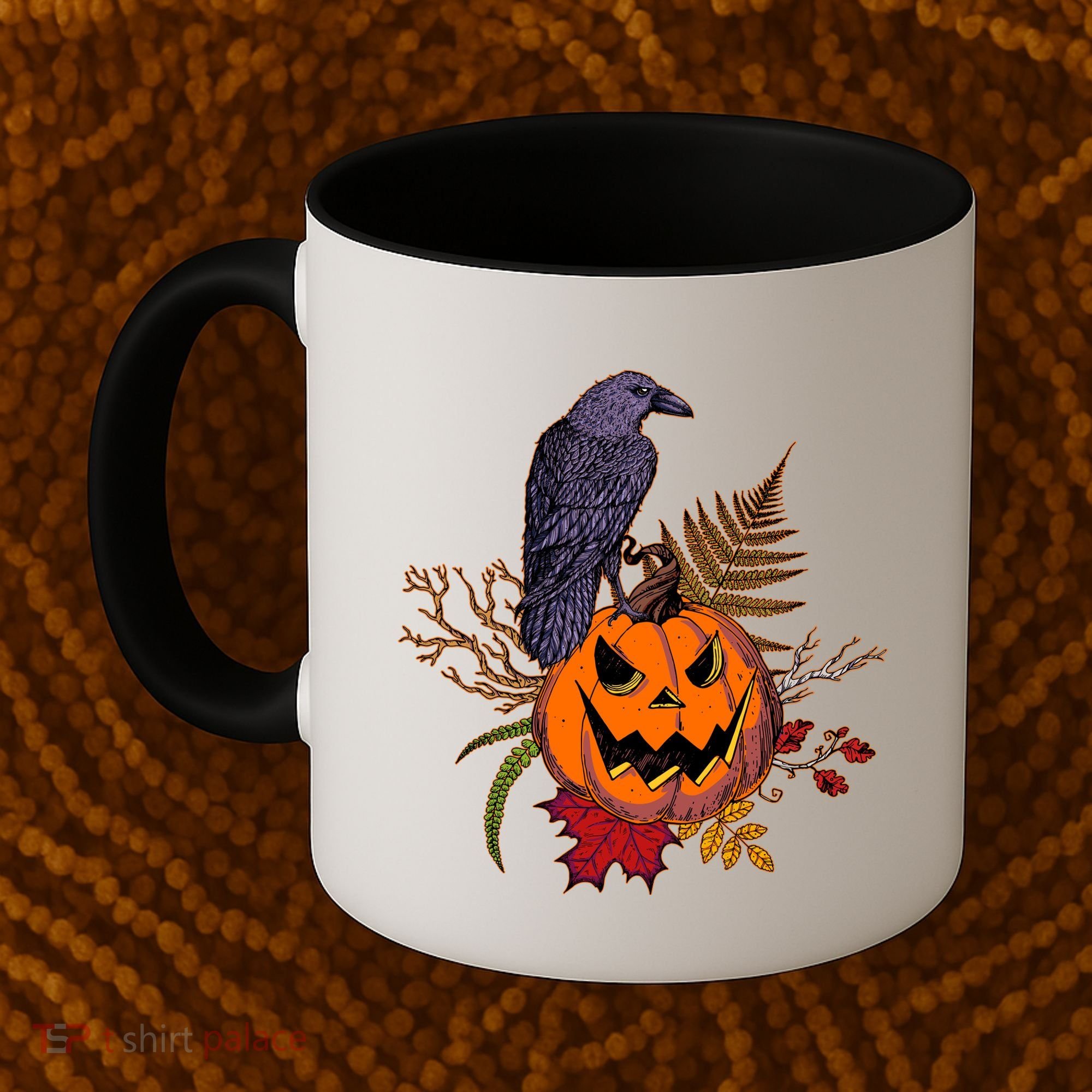 Halloween Crow Raven Pumpkin Fall Autumn Lover Coffee Mug