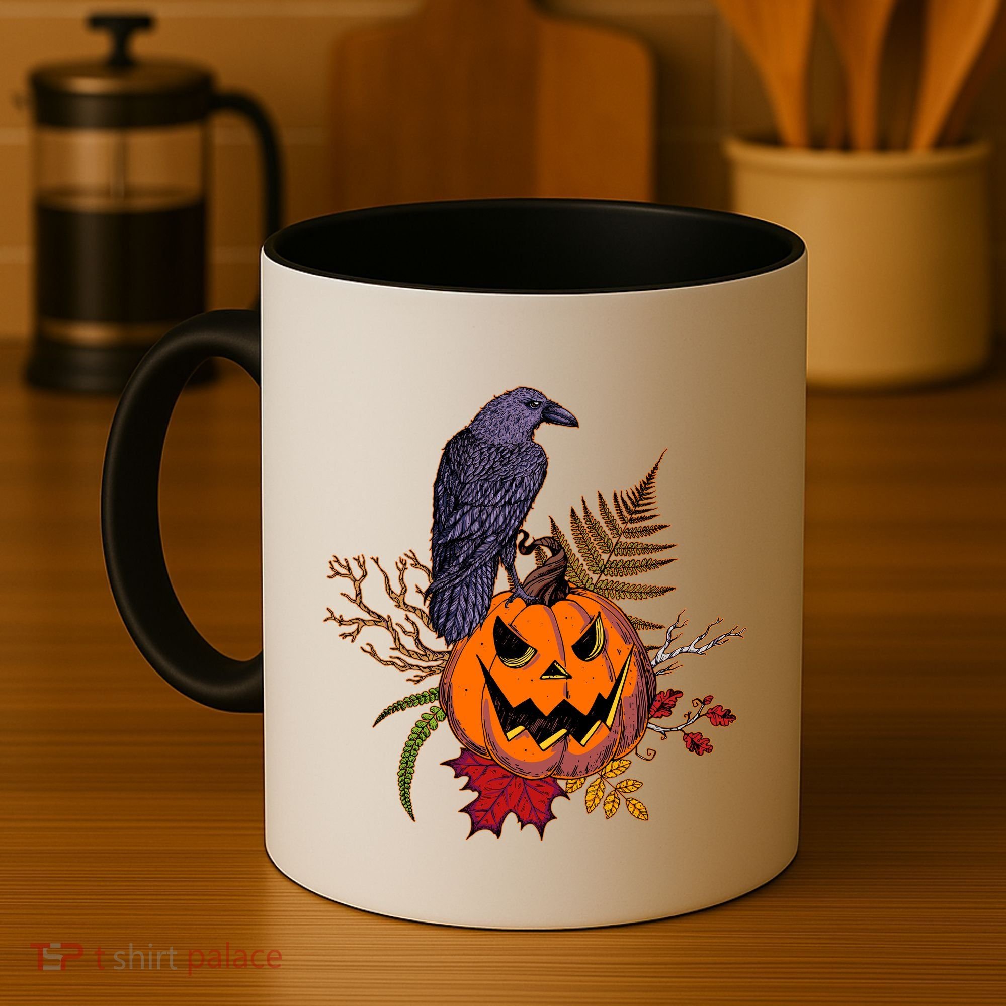Halloween Crow Raven Pumpkin Fall Autumn Lover Coffee Mug