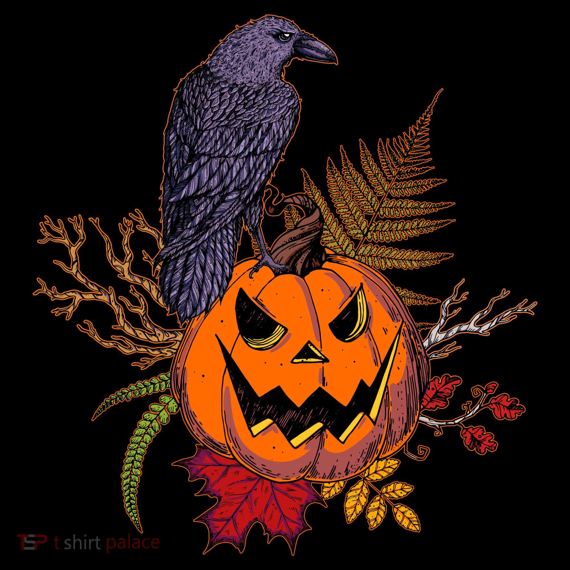Halloween Crow Raven Pumpkin Fall Autumn Lover Women's Hoodie