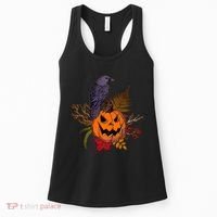 Halloween Crow Raven Pumpkin Fall Autumn Lover Women's Tank Top thumb 0
