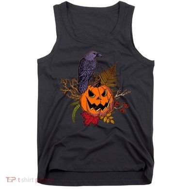 Halloween Crow Raven Pumpkin Fall Autumn Lover Tank Top