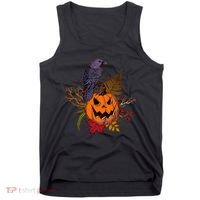 Halloween Crow Raven Pumpkin Fall Autumn Lover Tank Top thumb 0