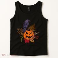 Halloween Crow Raven Pumpkin Fall Autumn Lover Tank Top thumb 2