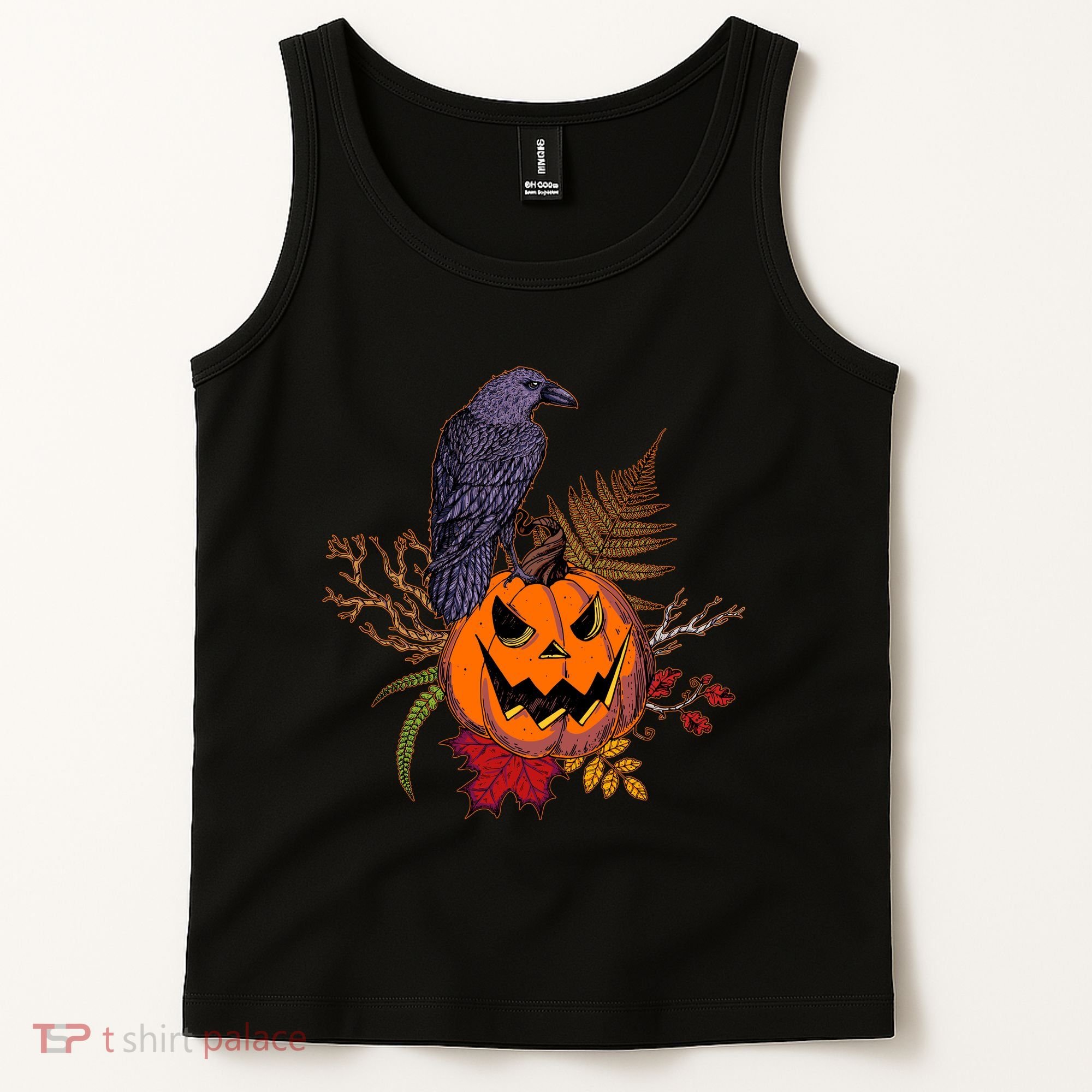 Halloween Crow Raven Pumpkin Fall Autumn Lover Tank Top
