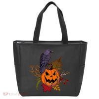 Halloween Crow Raven Pumpkin Fall Autumn Lover Tote Bag thumb 0