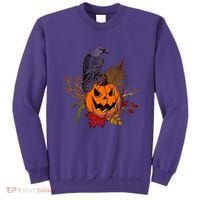 Halloween Crow Raven Pumpkin Fall Autumn Lover Sweatshirt thumb 0