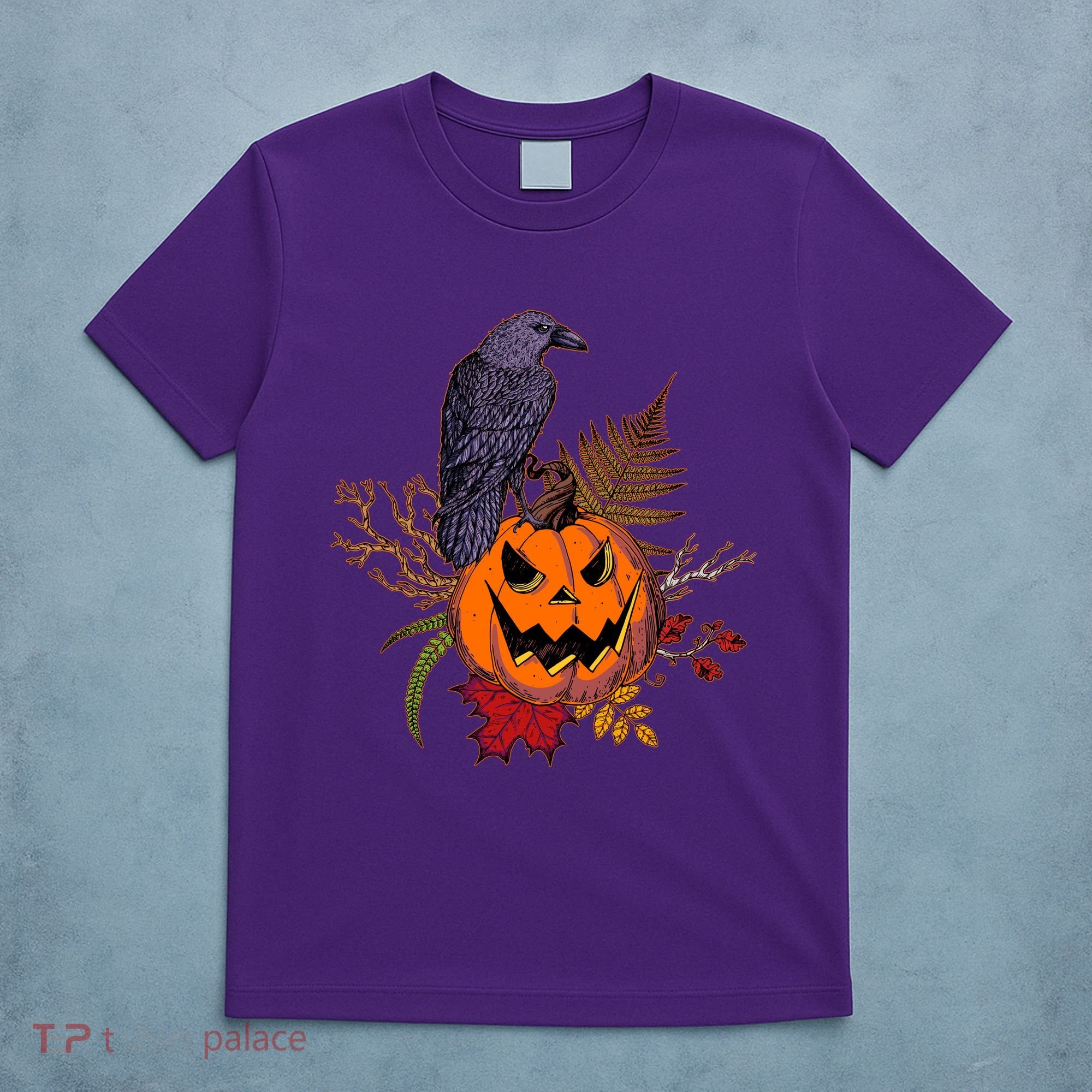 Halloween Crow Raven Pumpkin Fall Autumn Lover T-Shirt