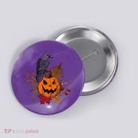 Halloween Crow Raven Pumpkin Fall Autumn Lover Button thumb 0