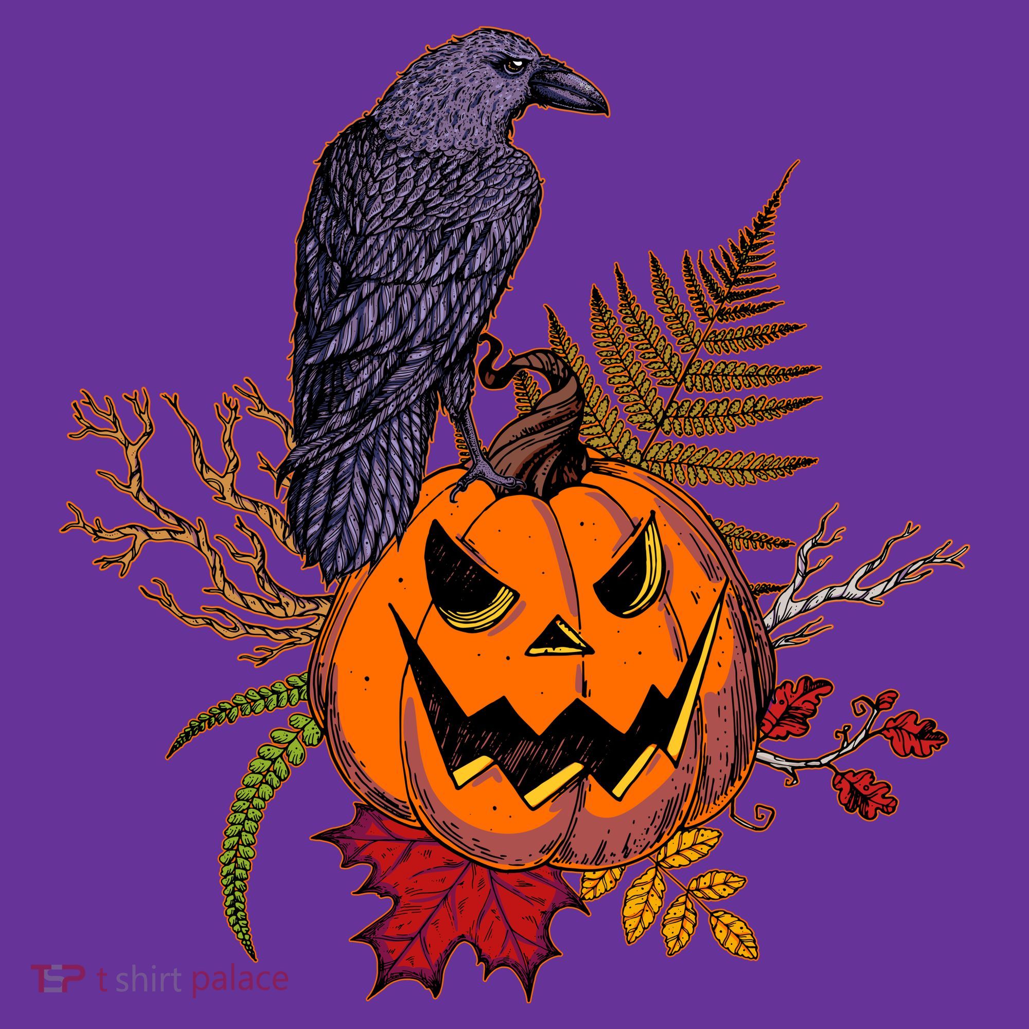 Halloween Crow Raven Pumpkin Fall Autumn Lover Women's T-Shirt