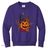 Halloween Crow Raven Pumpkin Fall Autumn Lover Kids Sweatshirt thumb 0