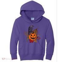 Halloween Crow Raven Pumpkin Fall Autumn Lover Kids Hoodie thumb 0