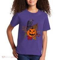 Halloween Crow Raven Pumpkin Fall Autumn Lover Kids T-Shirt thumb 2