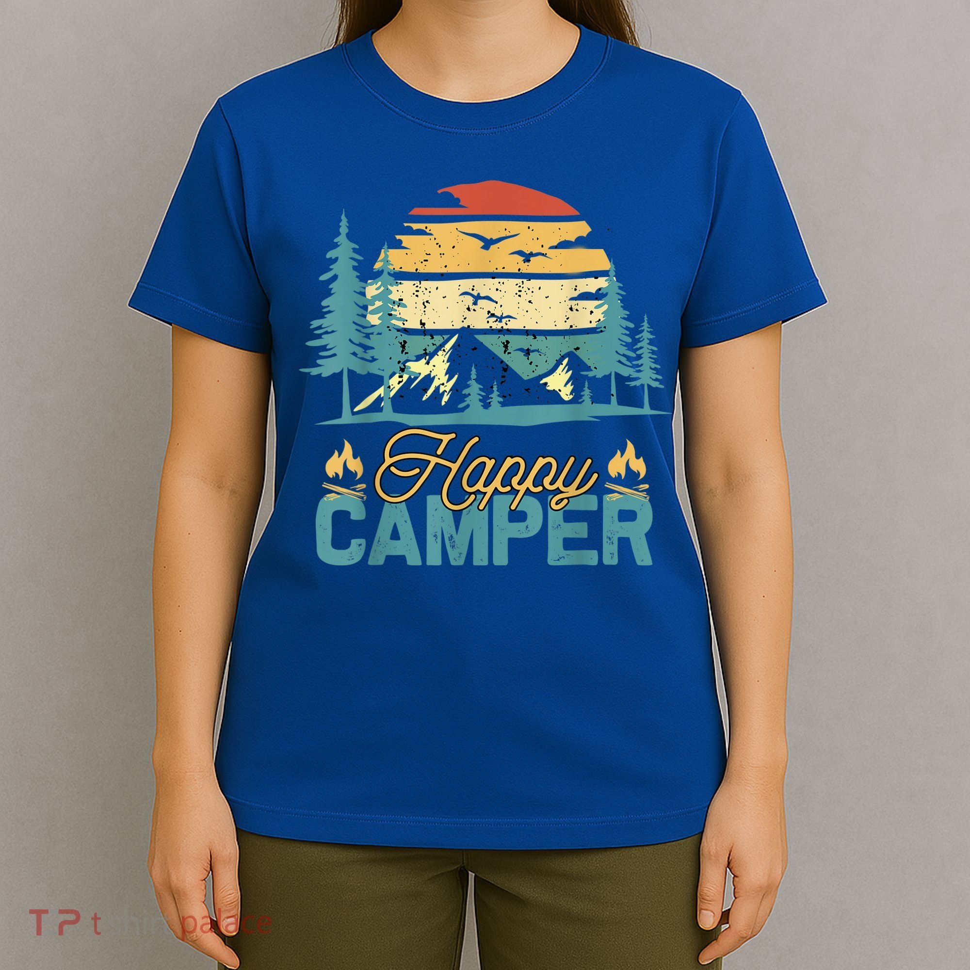 Happy Camper Retro Vintage Funny Matching Camping Crew T-Shirt