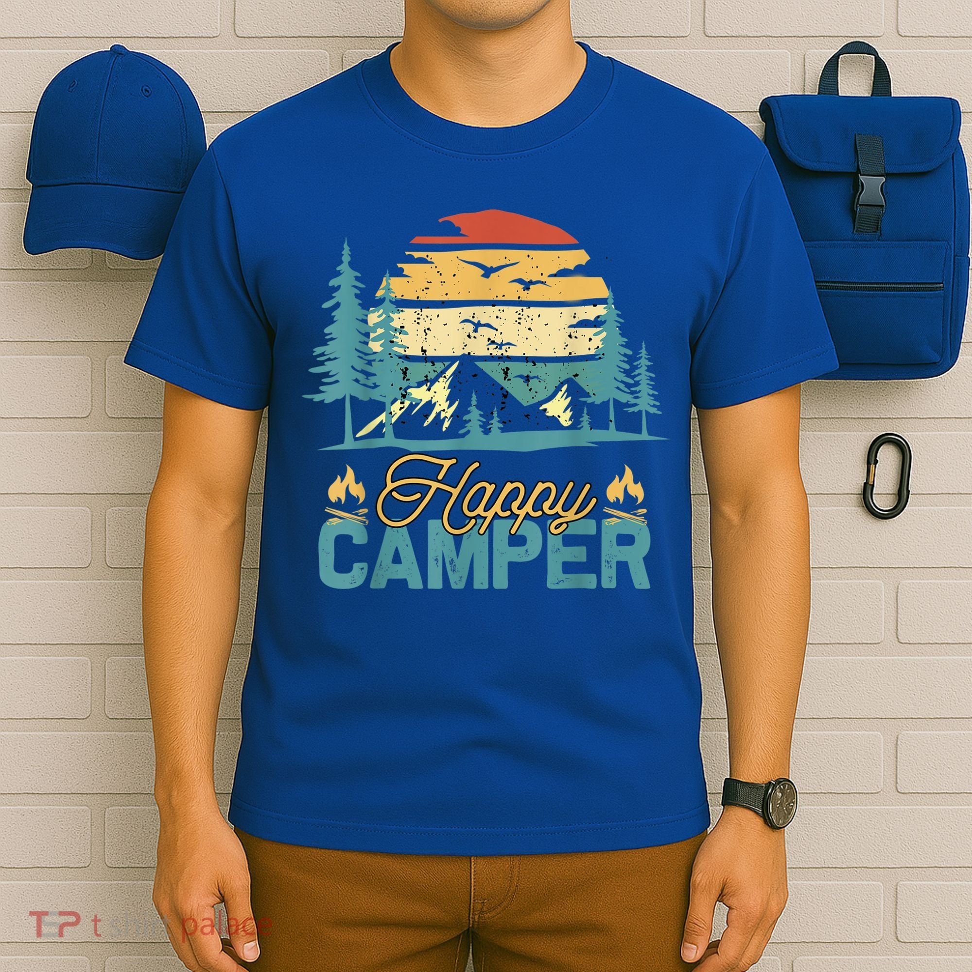 Happy Camper Retro Vintage Funny Matching Camping Crew T-Shirt