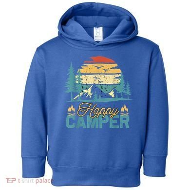 Happy Camper Retro Vintage Funny Matching Camping Crew Toddler Hoodie