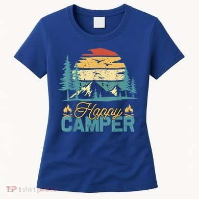 Happy Camper Retro Vintage Funny Matching Camping Crew Women's T-Shirt