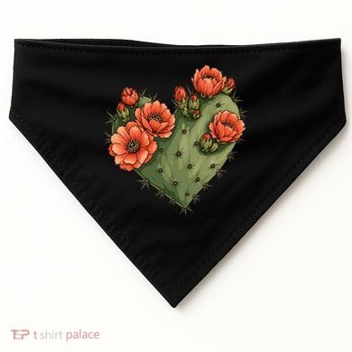 Heart Cactus Red Flower USA-Made Doggie Bandana