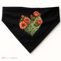 Heart Cactus Red Flower USA-Made Doggie Bandana thumb 0