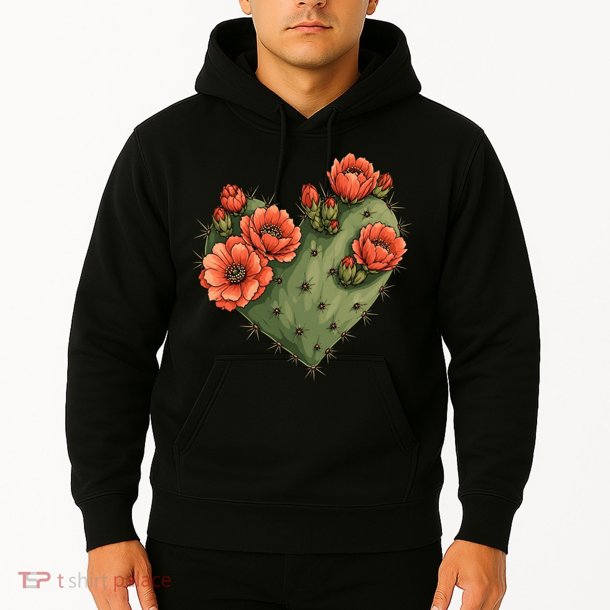 Heart Cactus Red Flower Hoodie