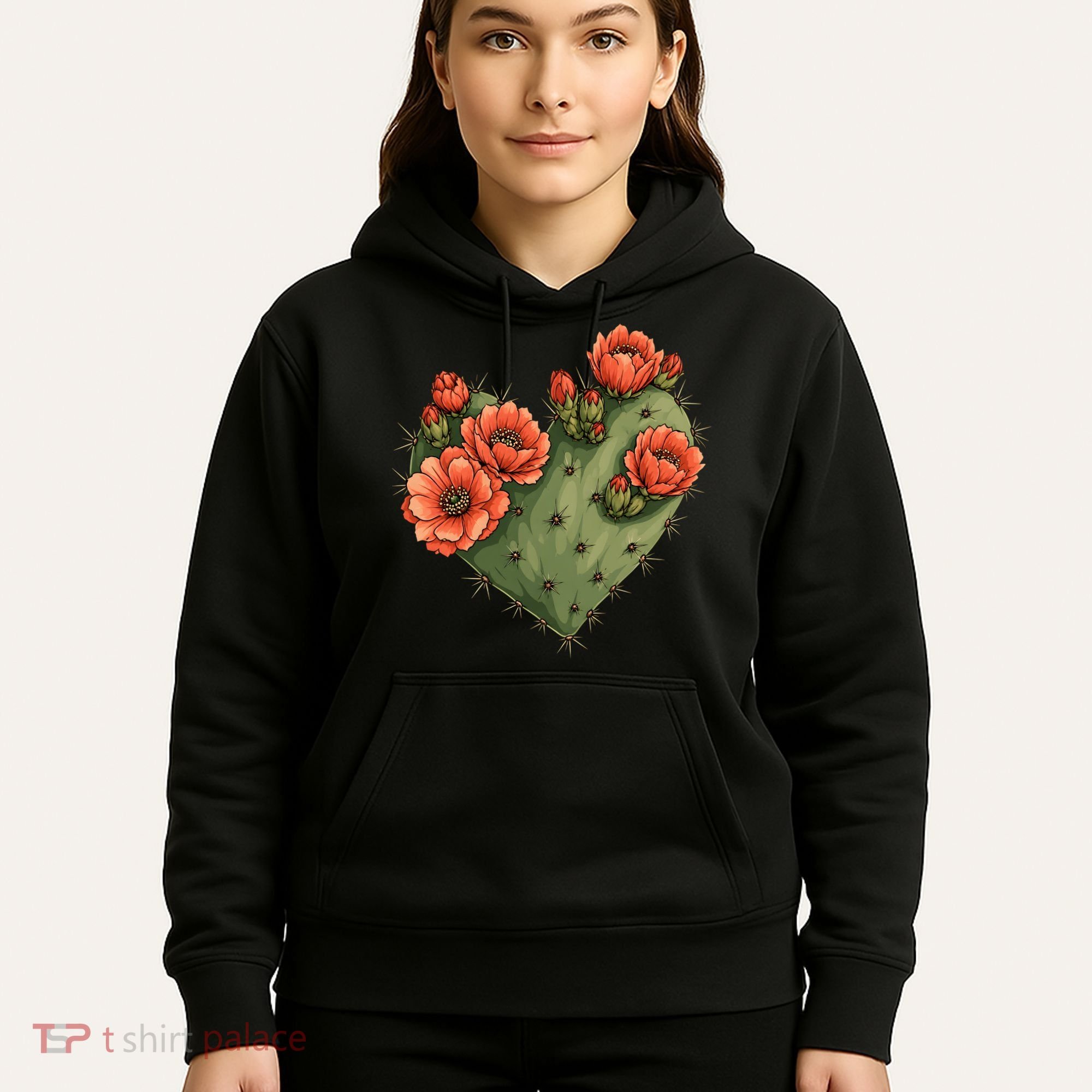 Heart Cactus Red Flower Hoodie