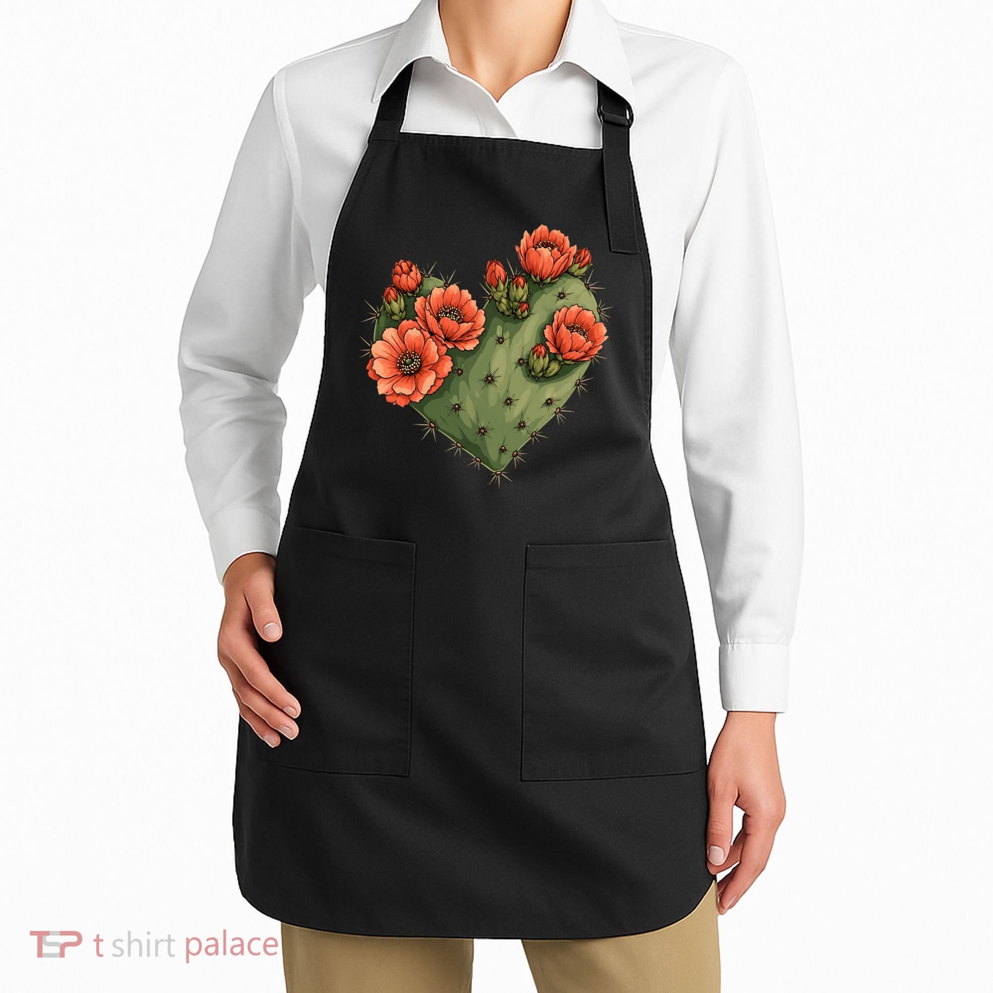 Heart Cactus Red Flower Apron