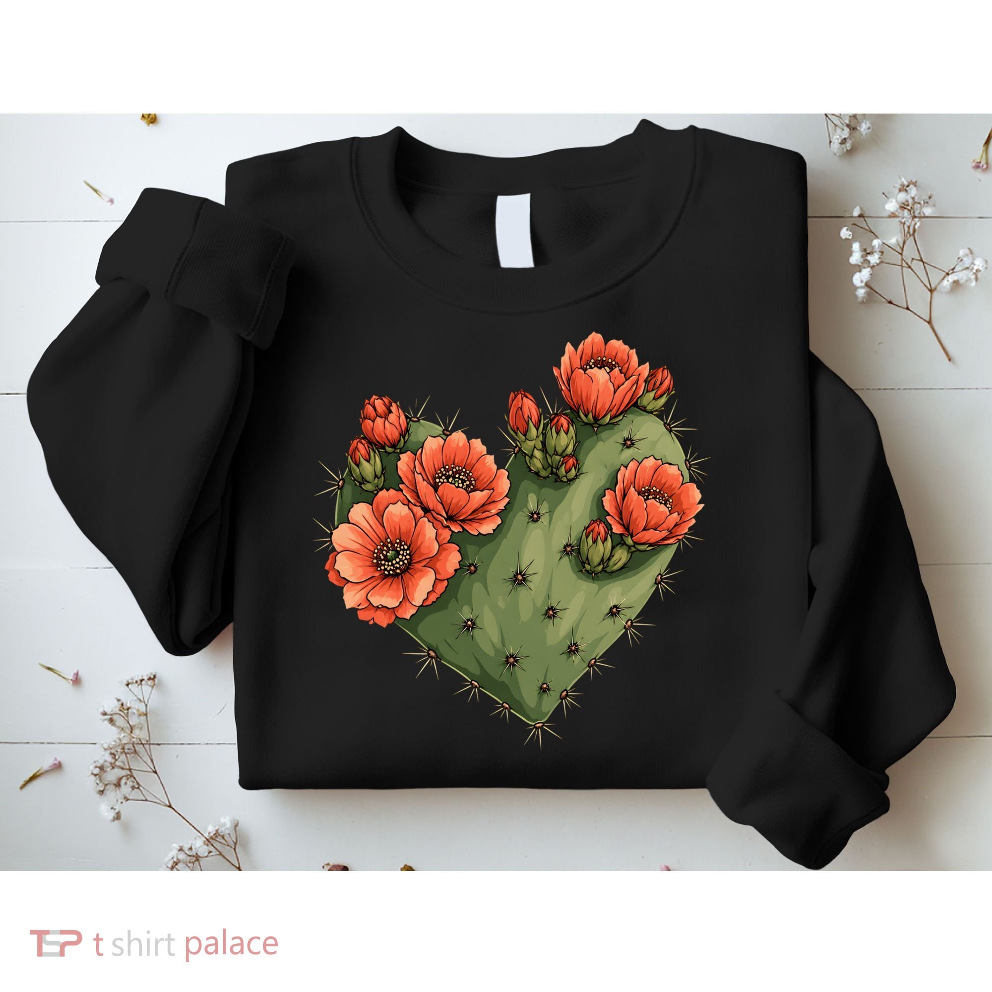 Heart Cactus Red Flower Sweatshirt