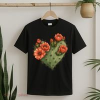 Heart Cactus Red Flower T-Shirt thumb 2