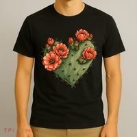Heart Cactus Red Flower T-Shirt thumb 3
