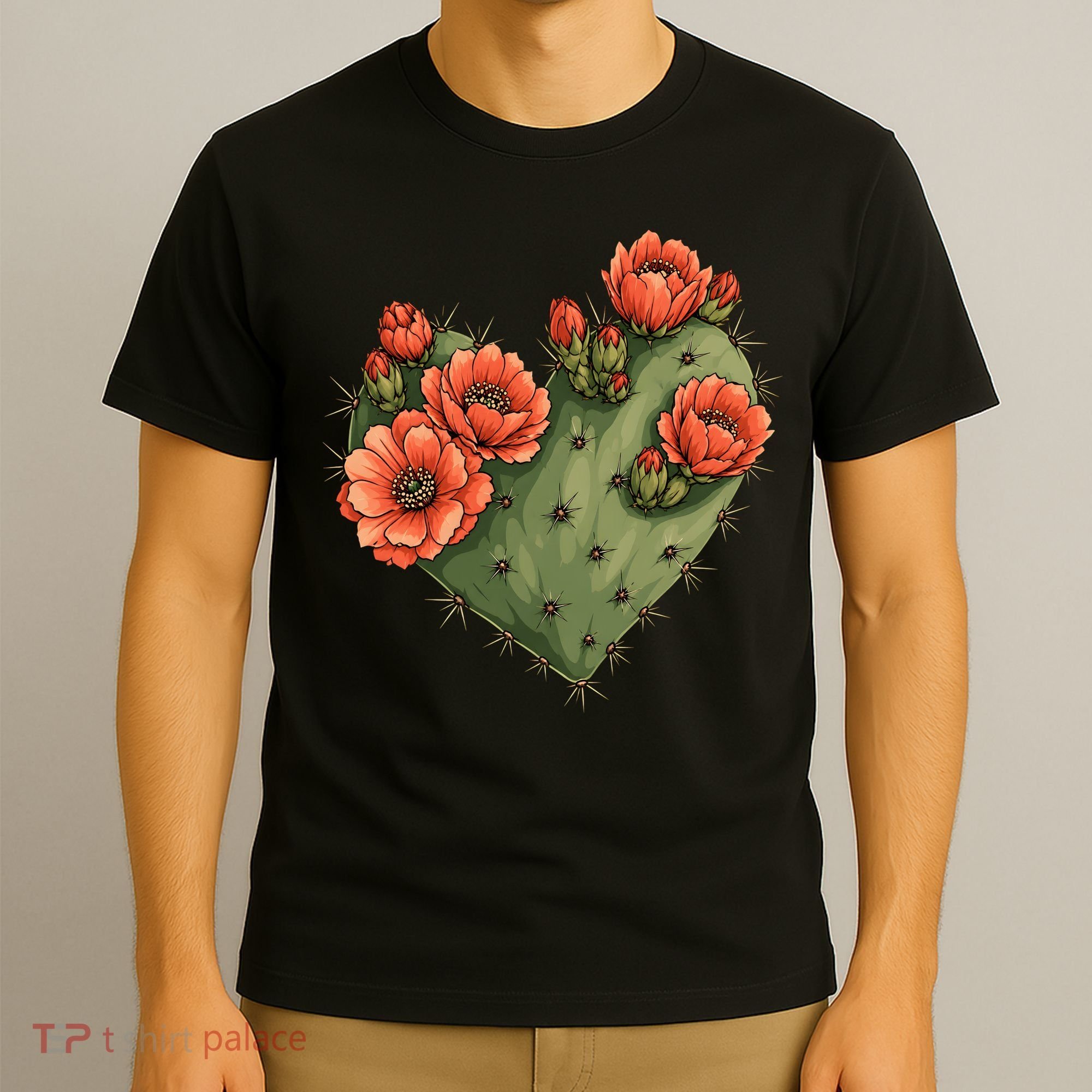 Heart Cactus Red Flower T-Shirt