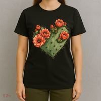 Heart Cactus Red Flower T-Shirt thumb 4
