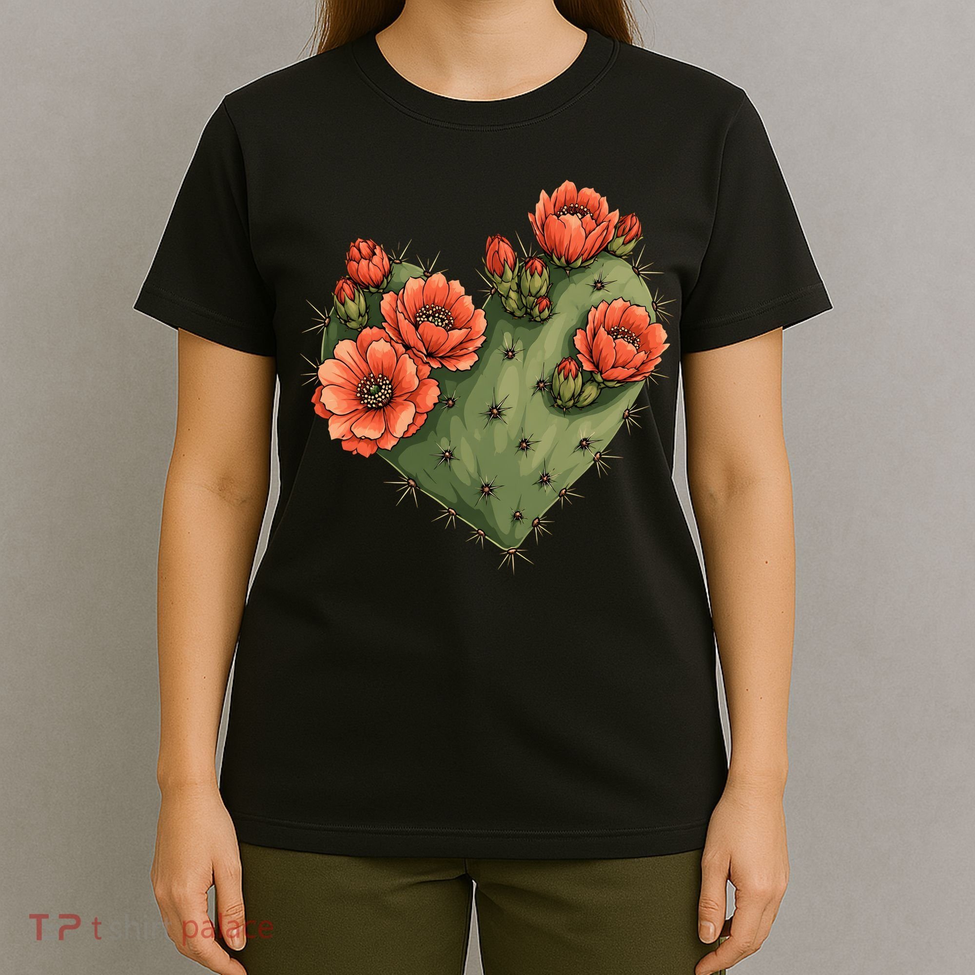 Heart Cactus Red Flower T-Shirt