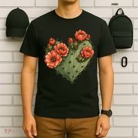 Heart Cactus Red Flower T-Shirt thumb 6