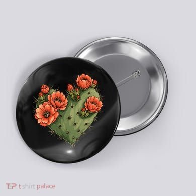 Heart Cactus Red Flower Button