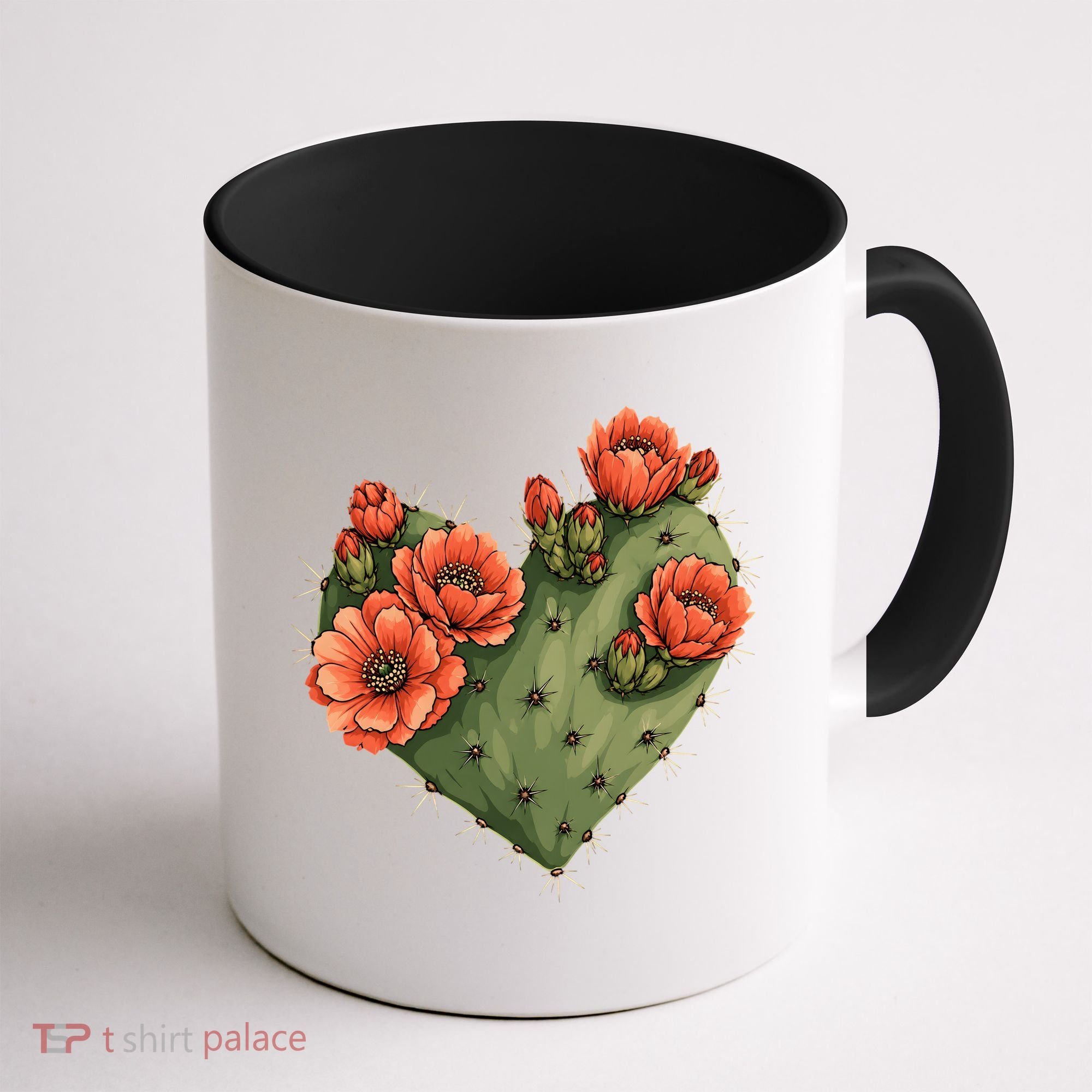 Heart Cactus Red Flower Coffee Mug