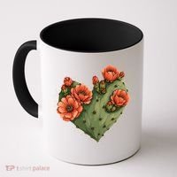 Heart Cactus Red Flower Coffee Mug thumb 0