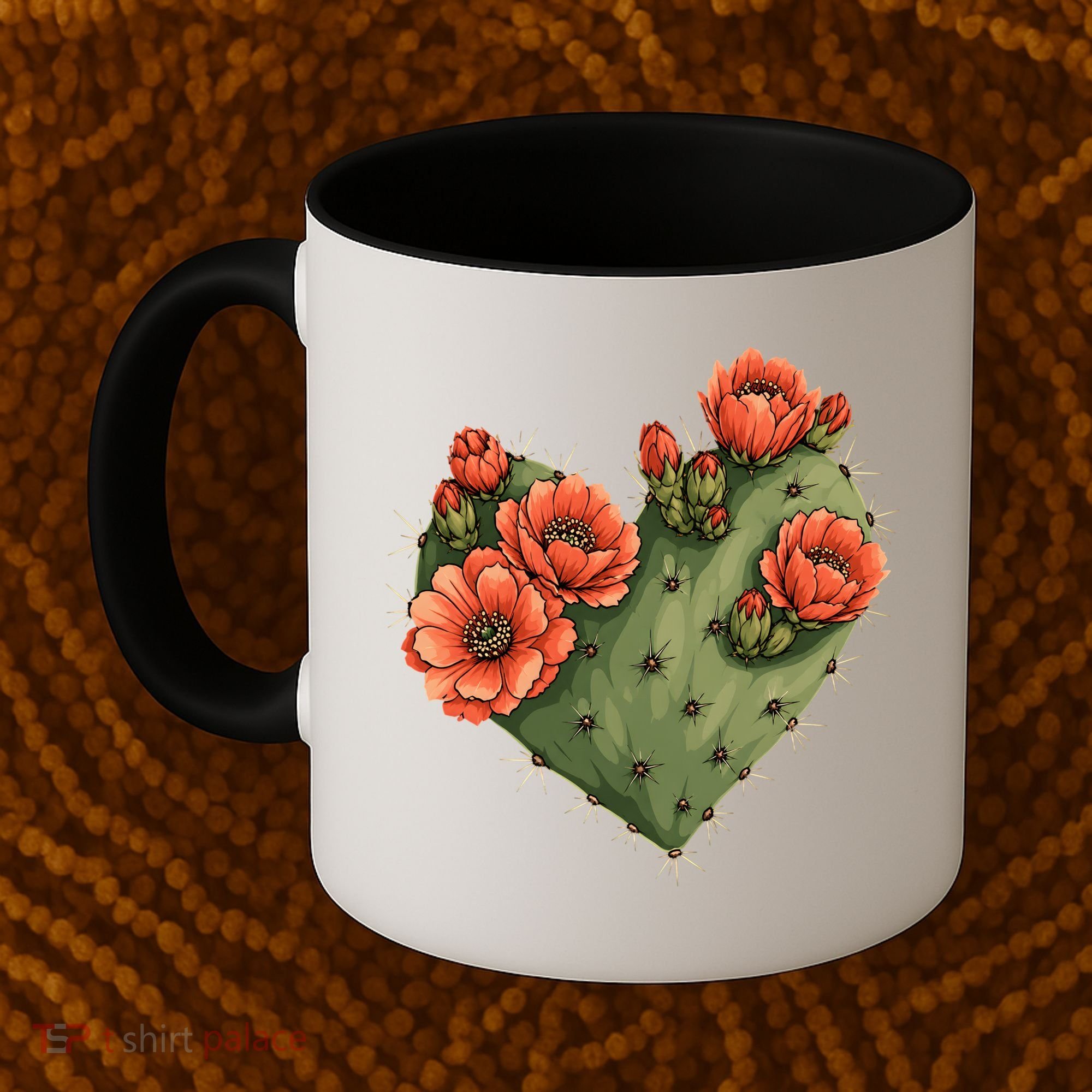 Heart Cactus Red Flower Coffee Mug
