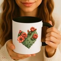 Heart Cactus Red Flower Coffee Mug thumb 3