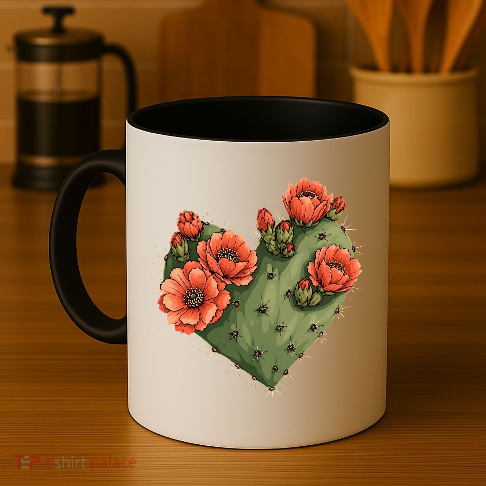 Heart Cactus Red Flower Coffee Mug