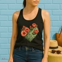 Heart Cactus Red Flower Women's Tank Top thumb 2